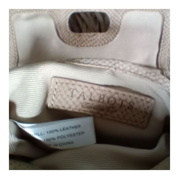 Talbots Satchel Shoulder Bag Tassel Beige Snake Leather - Picture 10 of 11